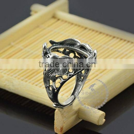 15*20mm 925 sterling silver antiqued silver vintage style oval bezel elephant ring base blank supplies DIY findings 1223062