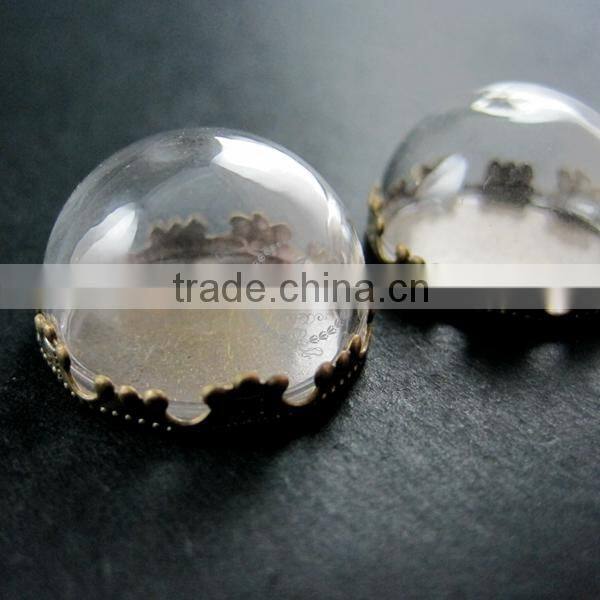 20mm vintage style round glass dome in bronze antiqued crown bezel tray DIY pendant charm supplies 1810290