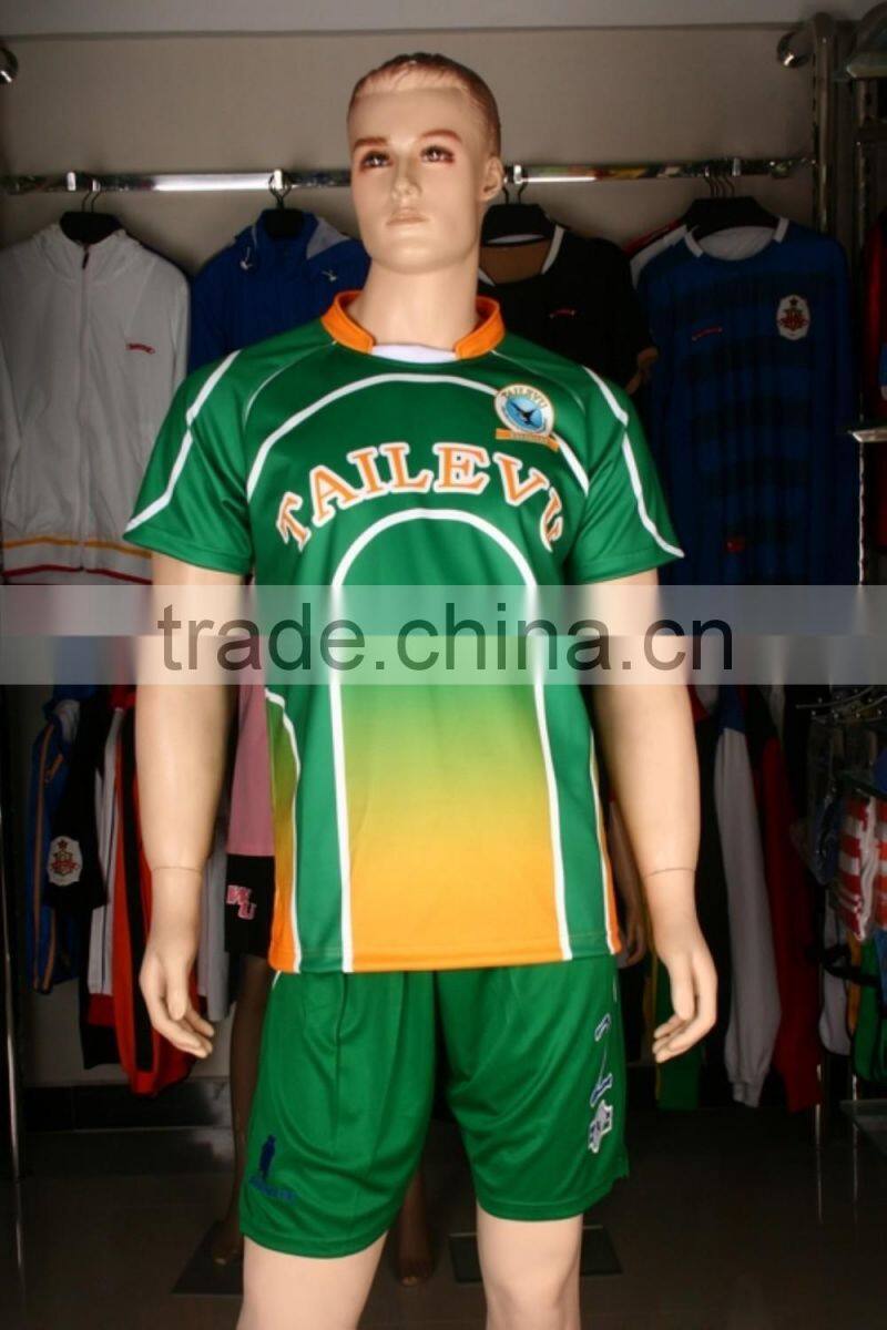 Green Color Sublimation Latest Rugby Jersey Uniform Shirts Design
