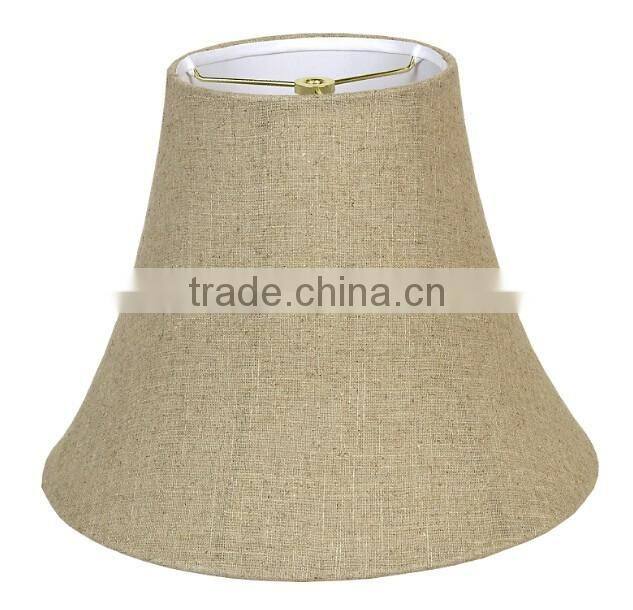 Brown Linen Hand Rolled Edge Bell W/Piping And Antique Brass Spider Lampshade New