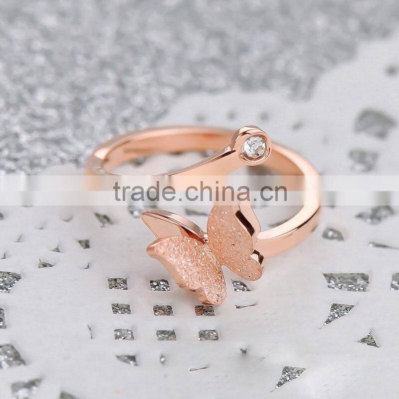 Hotting sale 316L stainless steel ring,gold/rose/white gold stainless steel ring butterfly ring jewelry