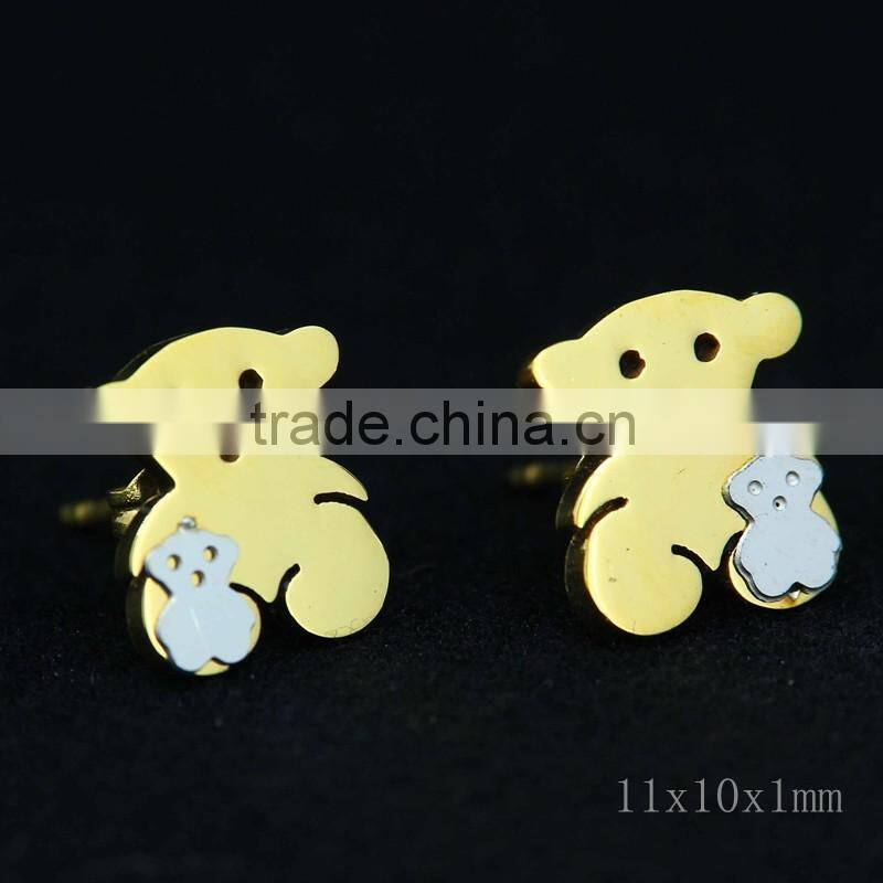 bear stud earrings customized on sale