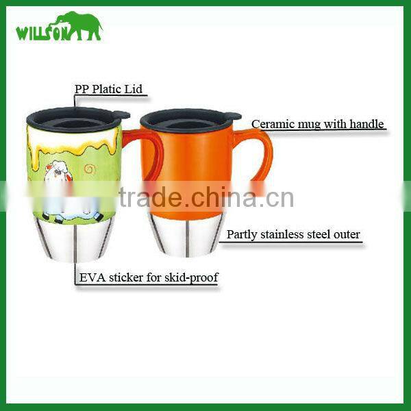 new item 430ml ceramic coffee mug with handle and lid