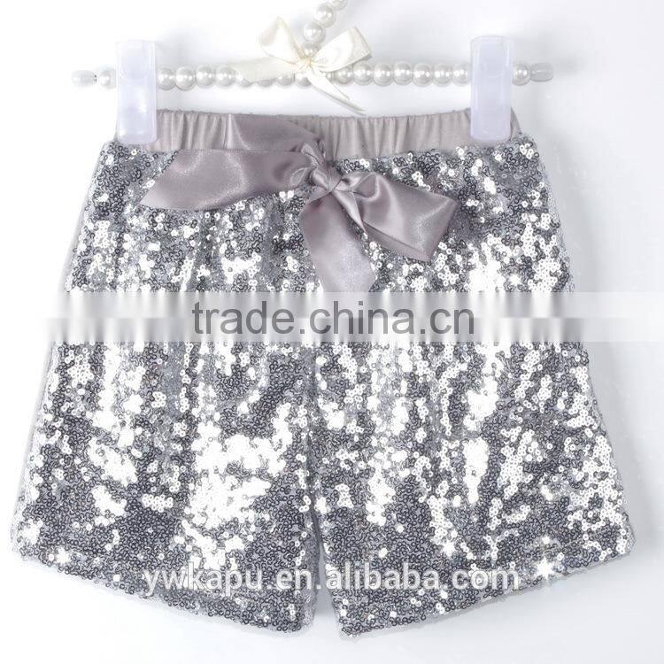 Kapu art & craft firm wholesale high quality children shiny summer kids elastic sequin shorts for 0-8 years