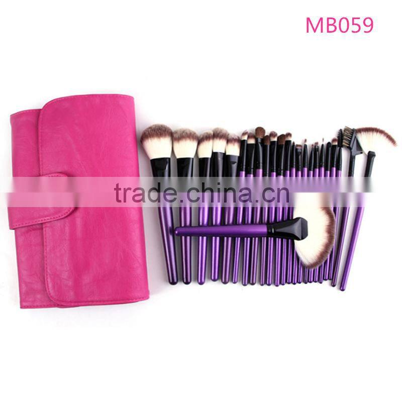 Classic hot styles! Wholesale good 24pcs wooden soft synthetic hair glitter cosmetics makeup brush set with competitive price !