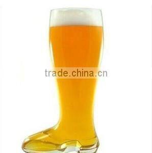 1 L man made boot shape beer glass with customized logo printing