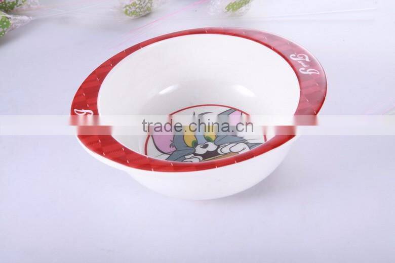 high quality melamine round plate with cartoon printed for kids