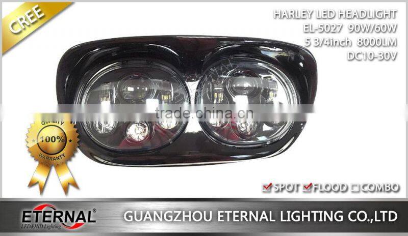 Haley motorcycle headlight dual 90W LED projector headlamp hi low beam for 98-13 Road Glide models