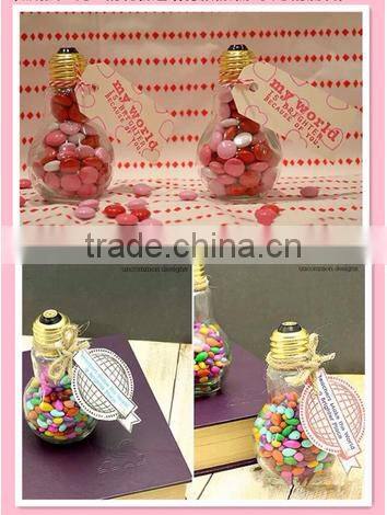 300ML 400ML 500ML 700ML Candy Jar Plastic Light Bulb Bottle with Custom Hangtag