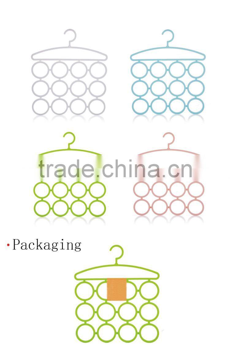 Pink hanger 12 slots scarf tie belt closet organizer accessory holder