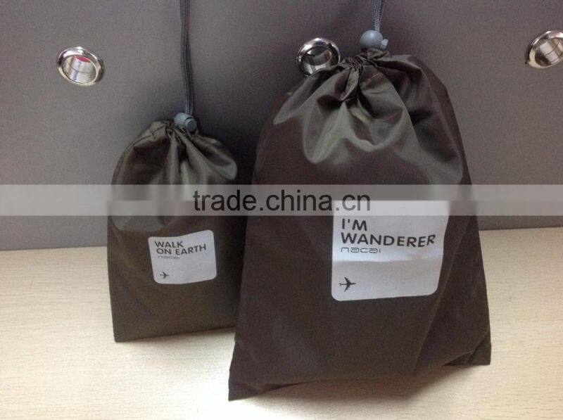 pull drawstring polyester made travel storage bag