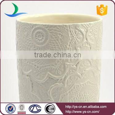 Hot promotion floral design embossed dolomite ikebana vases wholesale