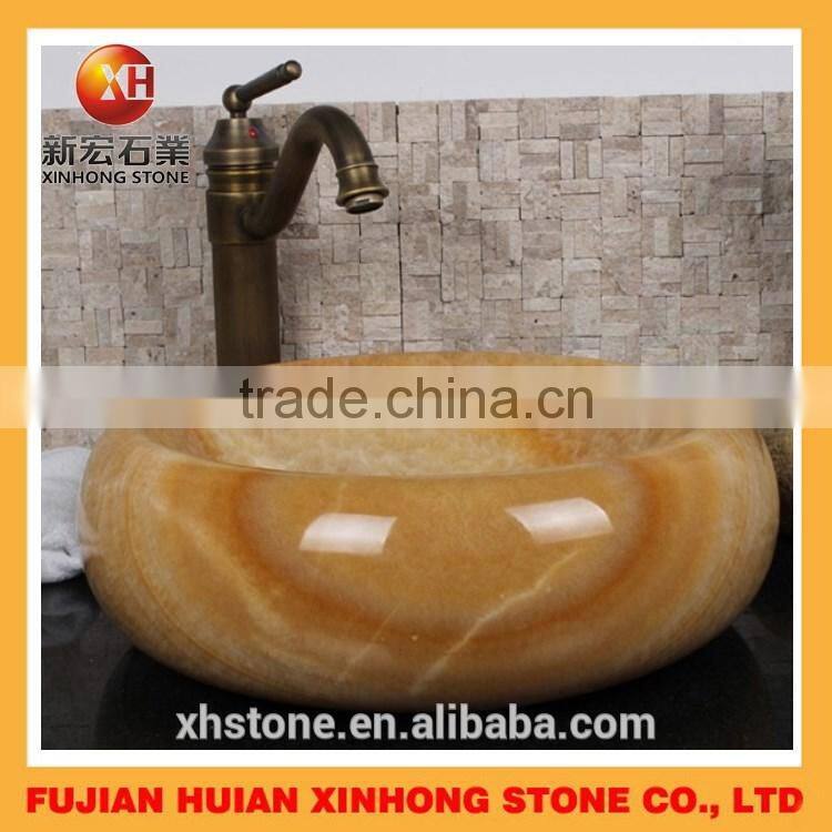 High polished oval shape stone basin for indoor use