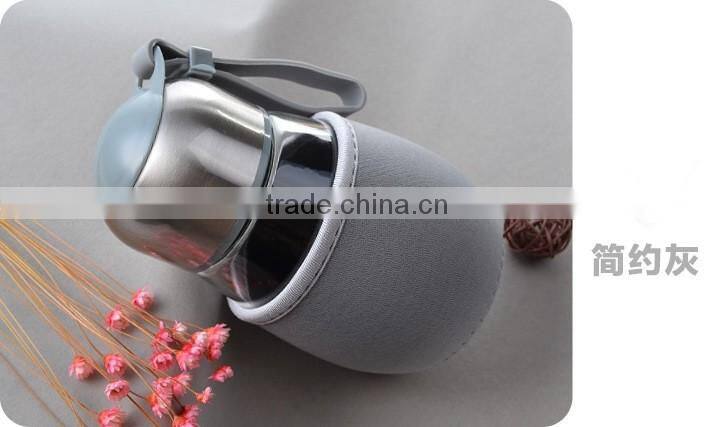 wholesale Creative big belly penguins cup glass cup diving silicone strap Penguin tea glass