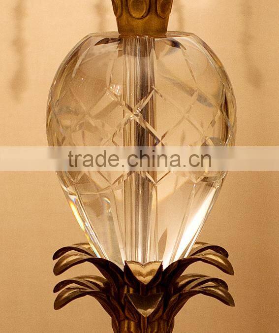European style crystal lampbody metal leaf decorative table lamp with fabric lampshade