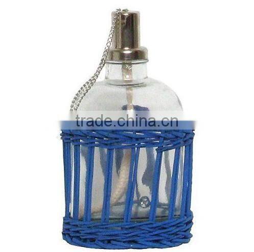 Natural Wicker Basket w/ Glass Flower Vase, Set of 2