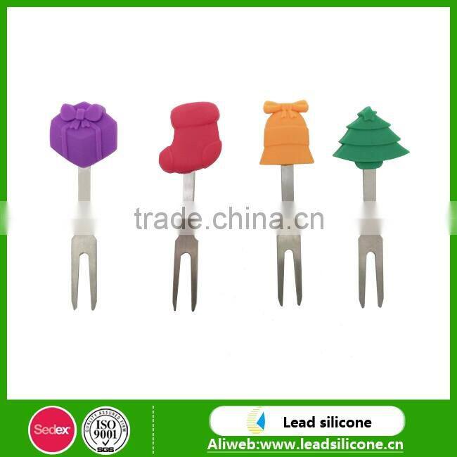 Christmas Series stainless Silicone fork for fruit / Cake / dessert