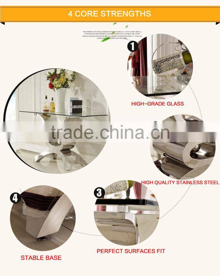 Cheap Tempered Glass Top Stainless Steel Base Console Table Modern F346