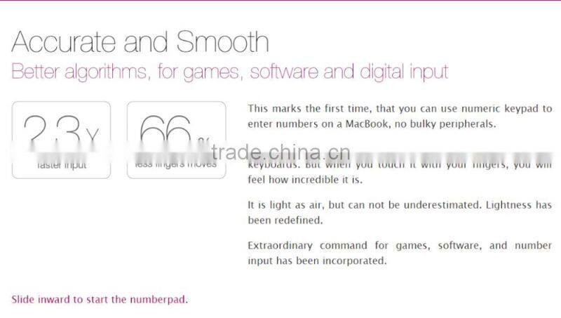 Ultra-Thin Smart Number Keypad For Macbook, Intelligent Touch Glass Keyboard, Thin Small Transparent Calulator Numberpad