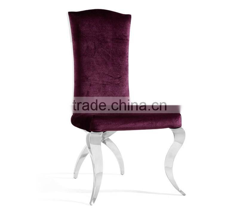 velvet high back stainless steel dining banquet chair