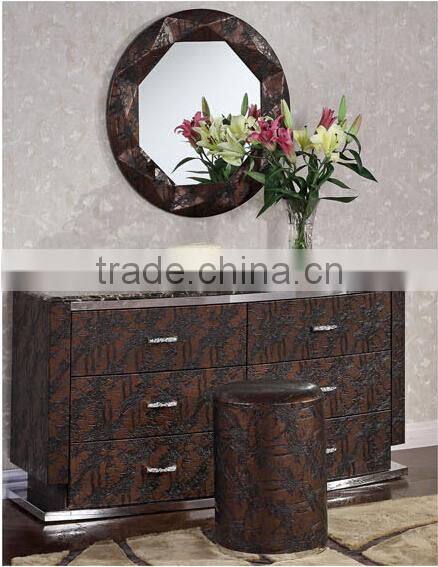 2016 New MDF bedroom dressing mirror with crocodile skin PU