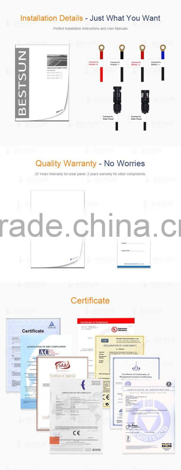 BESTSUN 12KW Polycrystalline 270W solar panel home for solar wind hybrid system