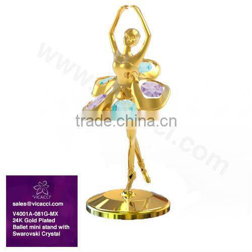 24K Gold Plated Decorative Ballet Mini Stand with crystals from swarovski