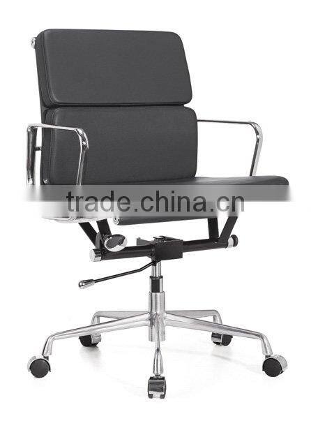 Comfortable black leather swivel office chair