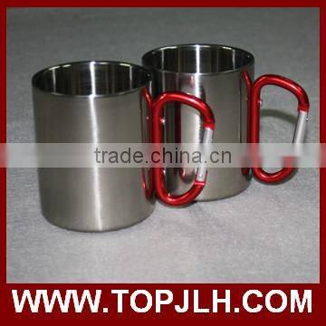 Custom logo printed Carabiner Handle Stainless Steel Coffee Mug