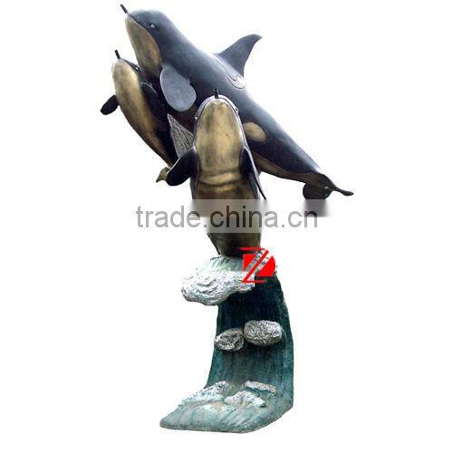 Large bronze fish outdoor water fountain sculpture for garden