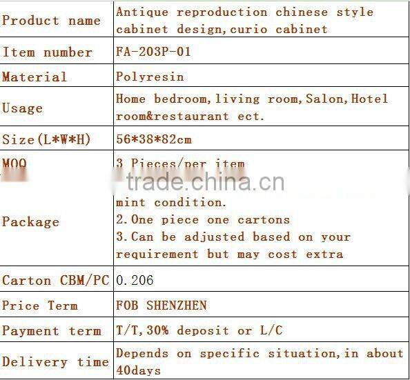 Antique reproduction chinese style cabinet design,curio cabinet FA-203P-01