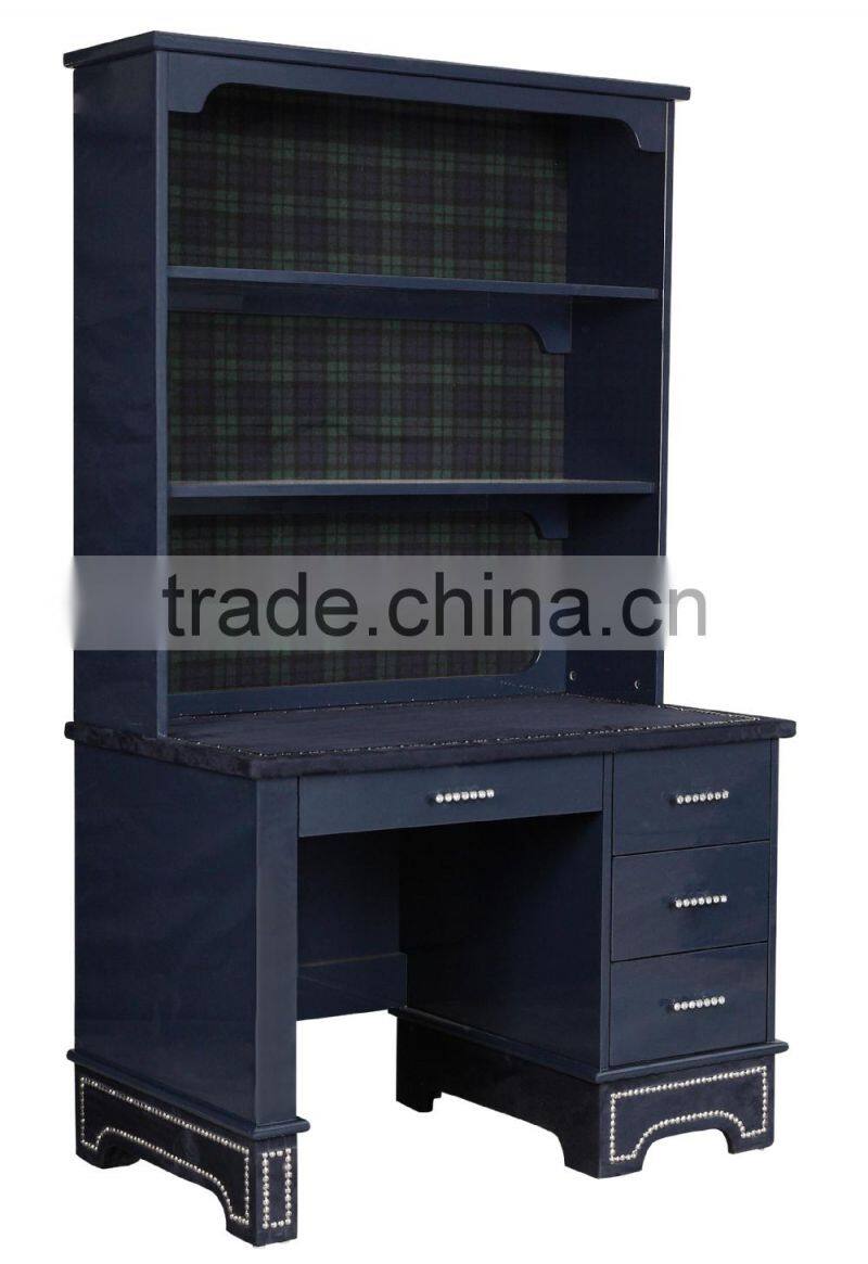 Modern style kids bookcase with study computer table, dark blue boys children writhing table and chair set - BF07-70339