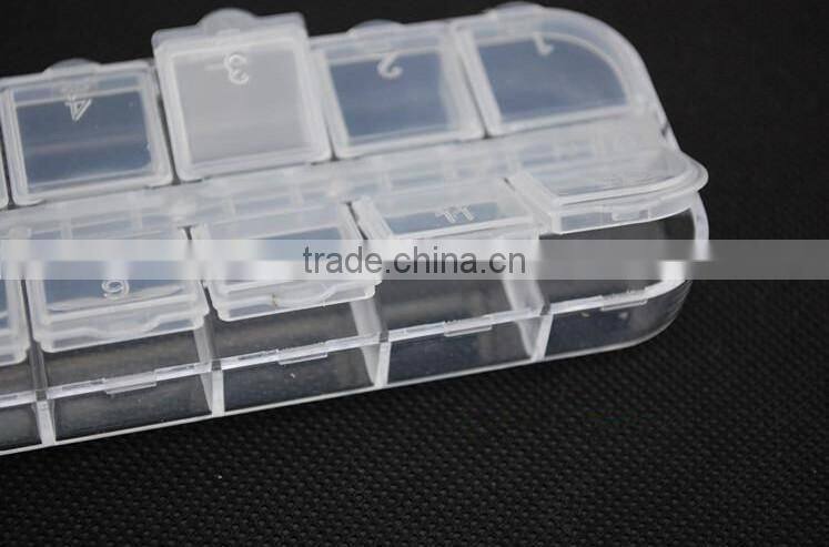 12 Compartment Transparent Cosmetic PS Plastic DIY Nail Art Kits Makeup Small Storage Box