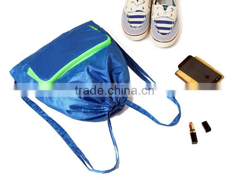 Factory Price Nylon Polyester Drawstring Bag,drawstring bag with front zipper pocket
