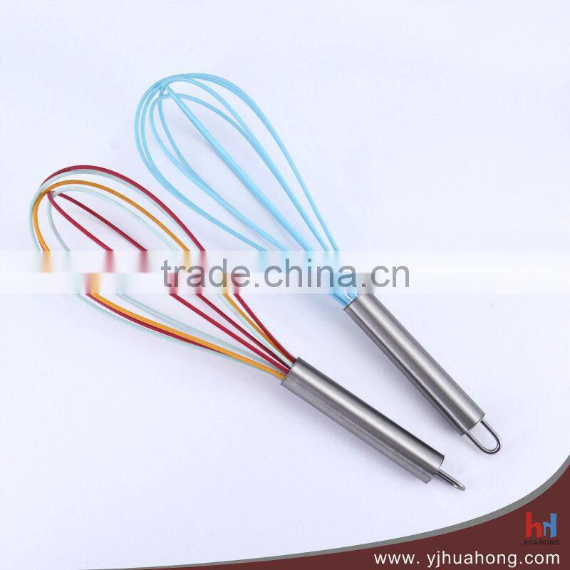 Transparent plastic handle silicone egg whisk (HEW-37A)