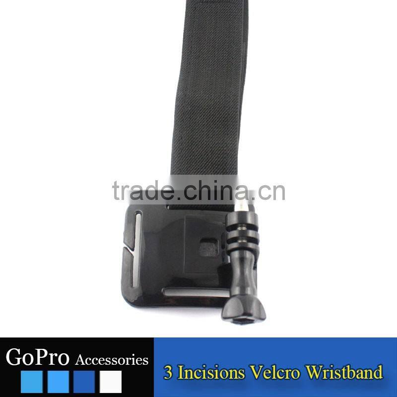 2016 New Wholesale GoPros 3 Incisions Nylon Button Wrist band for gopros heros 4 3 3+ GP06