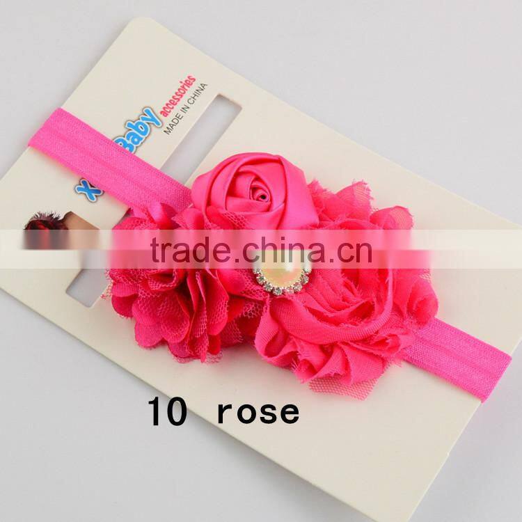 Most Hot Baby Hairband Flower Handwear Kids Girls Flower Ribbon Baby Elastic Headband For Kids