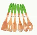 Totally natural bambu kitchen utensils with silicone handle