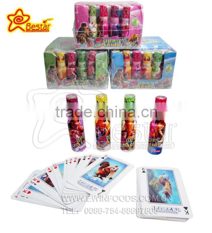Super Sour Fruity Flavor Spray Candy With Playing Cards