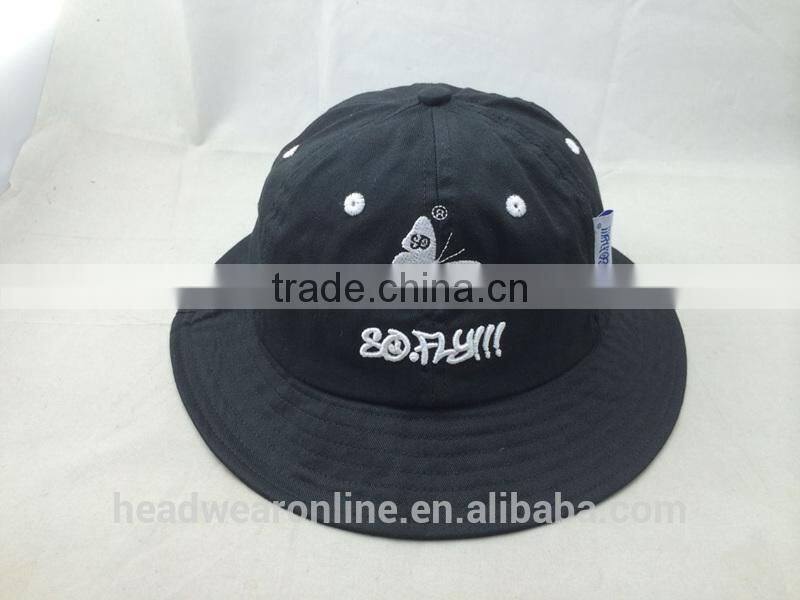 2014 new design butterfly embroidery 6 panel bucket hat