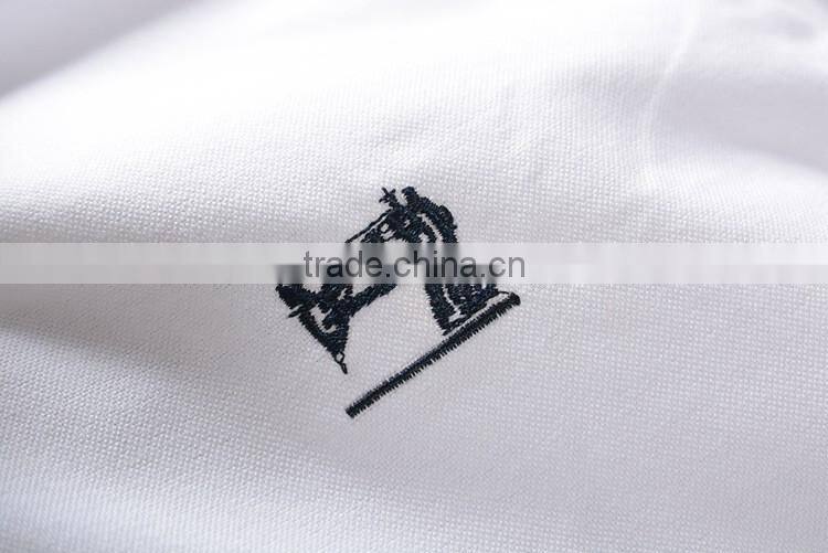 100% cotton men Oxford Casual Shirt, Long Sleeve Shirt with embroidery & elbow patch