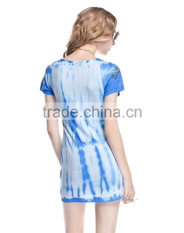 women Tie Dye rayon/stretch jersey Dress, women tie dye t-shirt dress