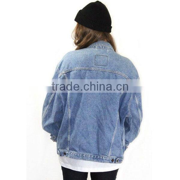 China clothing button down light blue blue oversize women denim jacket