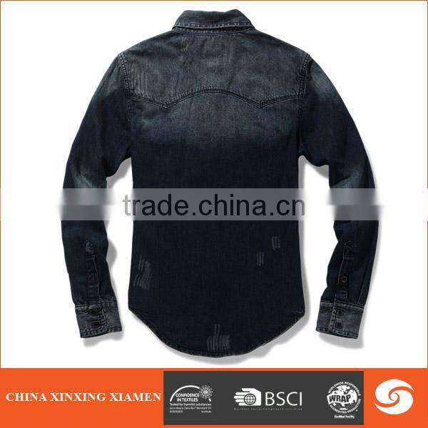 Hot Sale Heavy Washed Cotton Jean Men Shirts
