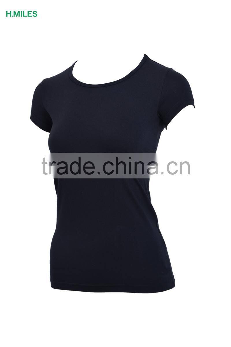 Women's sportwear breathable plain black sport tshirt yoga woman top blouses uniforms