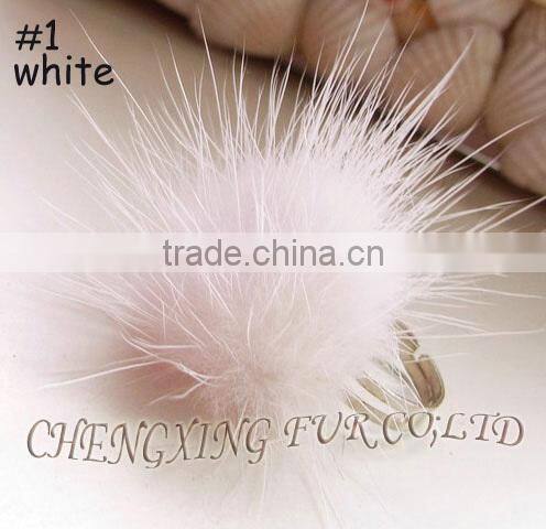 CX-A-27 Decoration Colourful Genuine Mink Fur Ball Finger Ring
