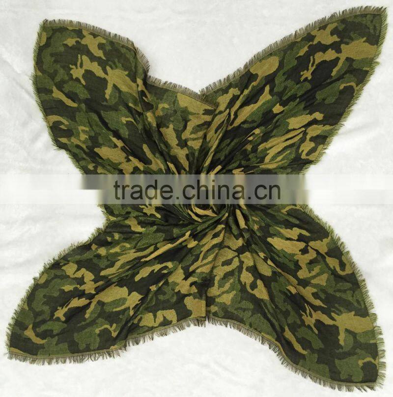 Fashion USA lady winter fall cheaper camo tassel jacquard scarf 100%viscose in stock.