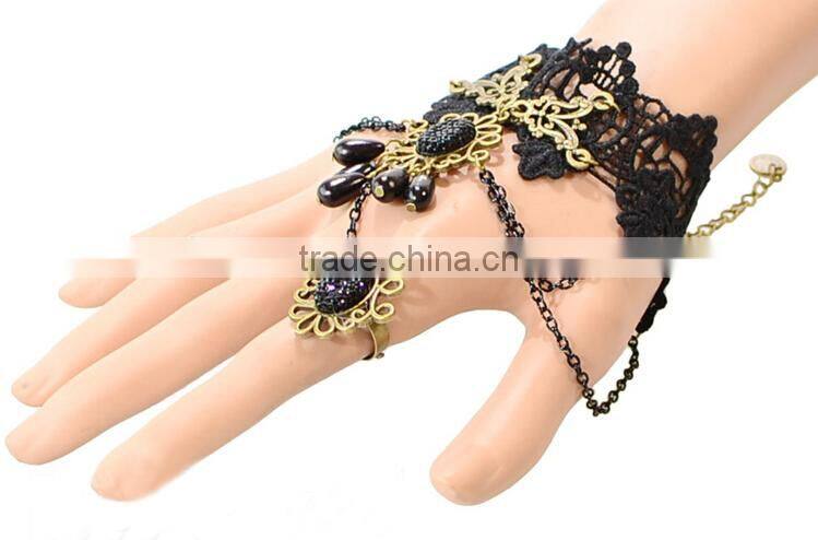 Lace jewelry black supperstar style bracelet wholesale girls jewelry set with diamonds