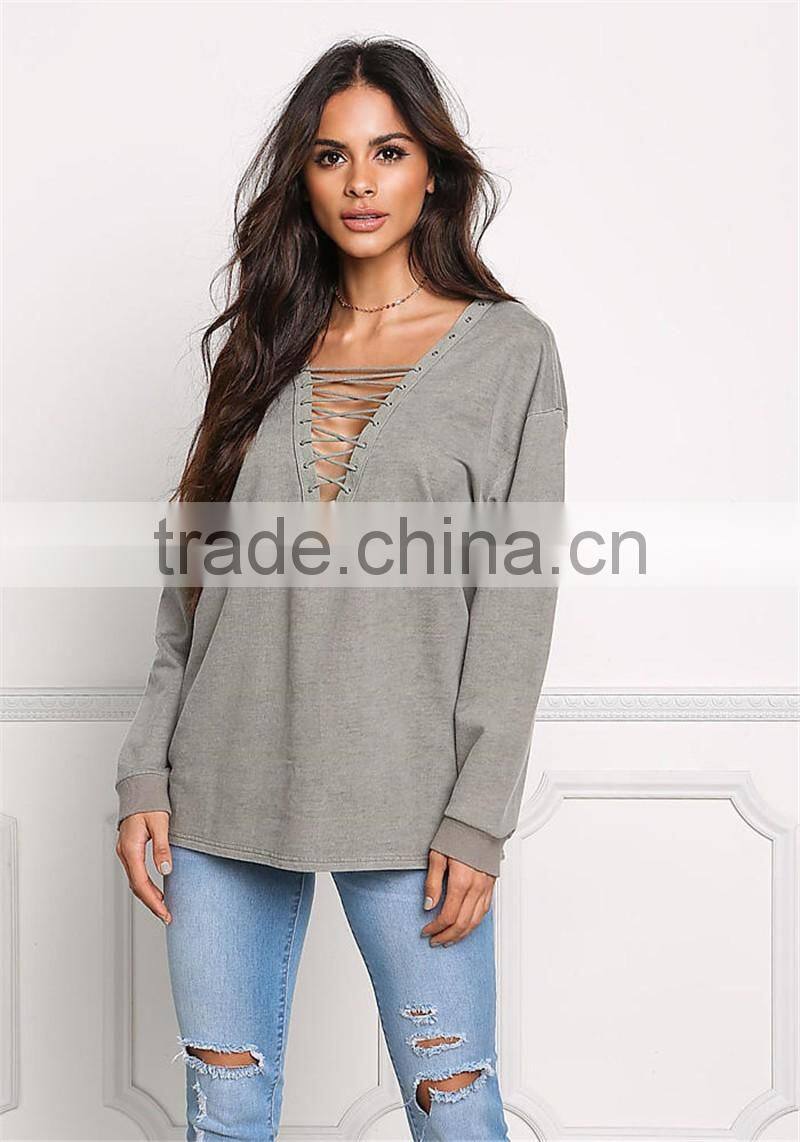MGOO 2017 Manufacturer Custom Made Your Own Tags Clothes Grey Terry Cotton Polyester Olive brushed Terry Tunic Tops