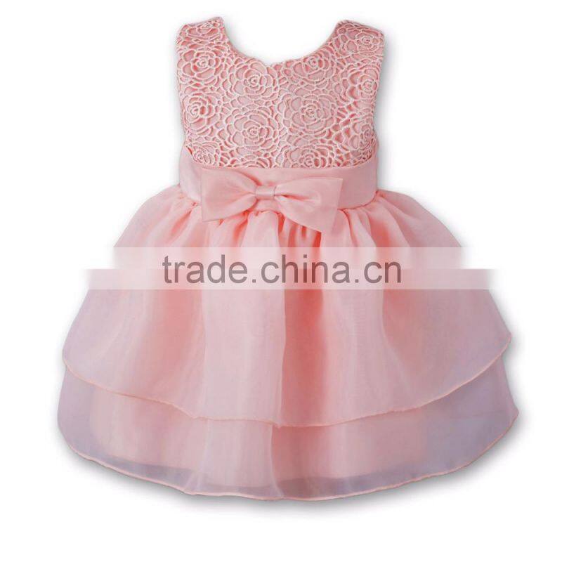 Hot Summer Kids Girls Tutu Dress Baby Girl Bowknot Pink Princess Dress Hollow Birthday Party dresses first Communion dress 1-5 Y